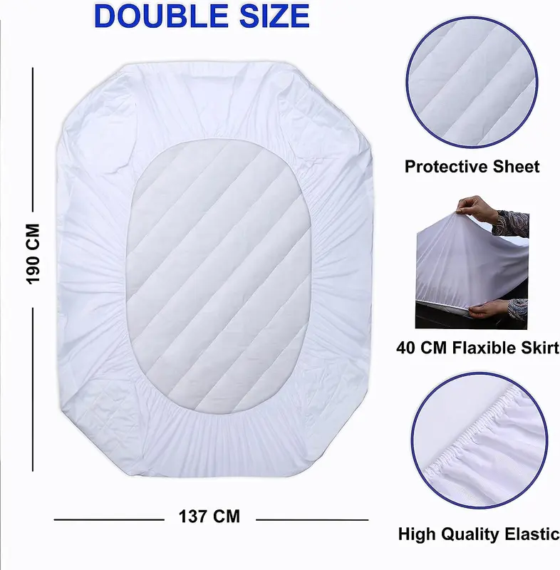 PLANETOID Waterproof Mattress Protector with Extra Deep Fitted mattress cover | Quilted Mattress topper |Anti-Allergy| Breathable Mattress bed single fitted Pad Cover white mattress  protector 1
