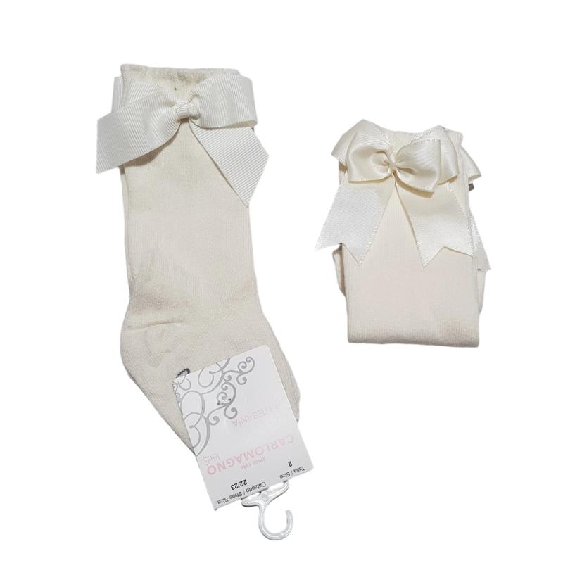 Carlomagno Cream Bow Knee High 0