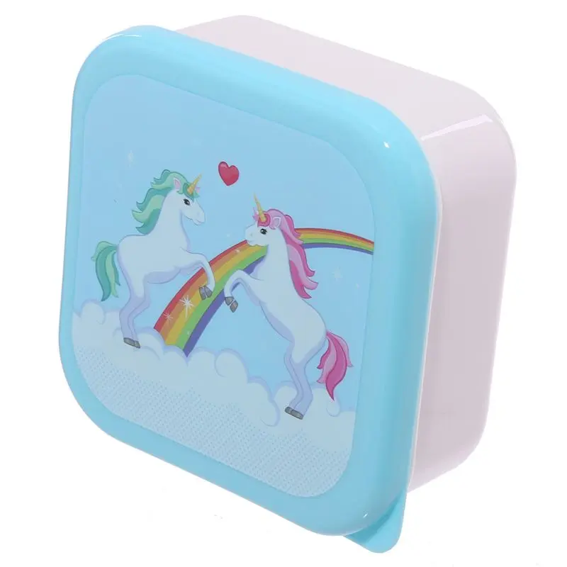 PUCKATOR Enchanted Rainbows Unicorn Set of 3 Lunch Box Snack Storage S/M/L - - Lunchbox with Multi Compartments - Small Food Containers - Lunchbox for Adults and Kids - Girls Boys Lunchbox Tableware 3