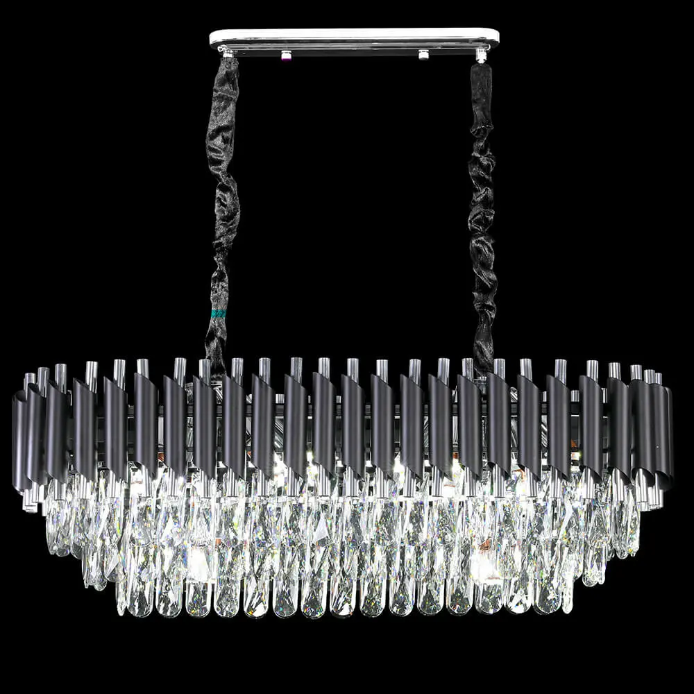 Large Rectangular Tiered Crystal Chandelier