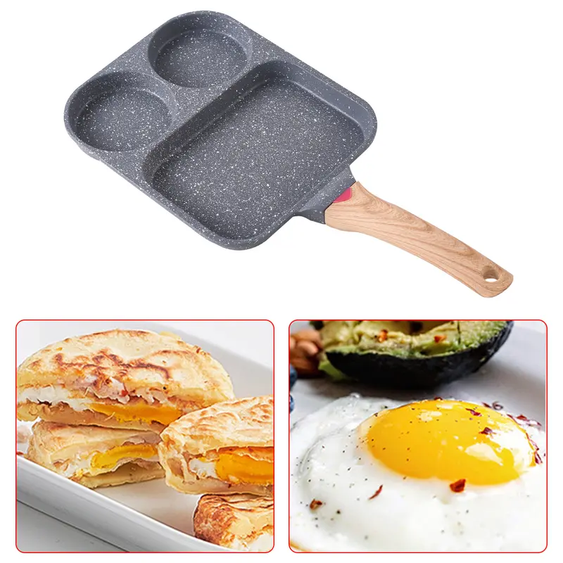 UK 3 in 1 Egg Frying Pan Nonstick Household Steak Frying Pan, Multifunctional Breakfast Pan Burger Pan, Non-stick Multi-purpose Omelette pan, Fried Egg Pan, Pancake Pan for Induction Cooker, Gas Stove, Electric Ceramic Stove 7