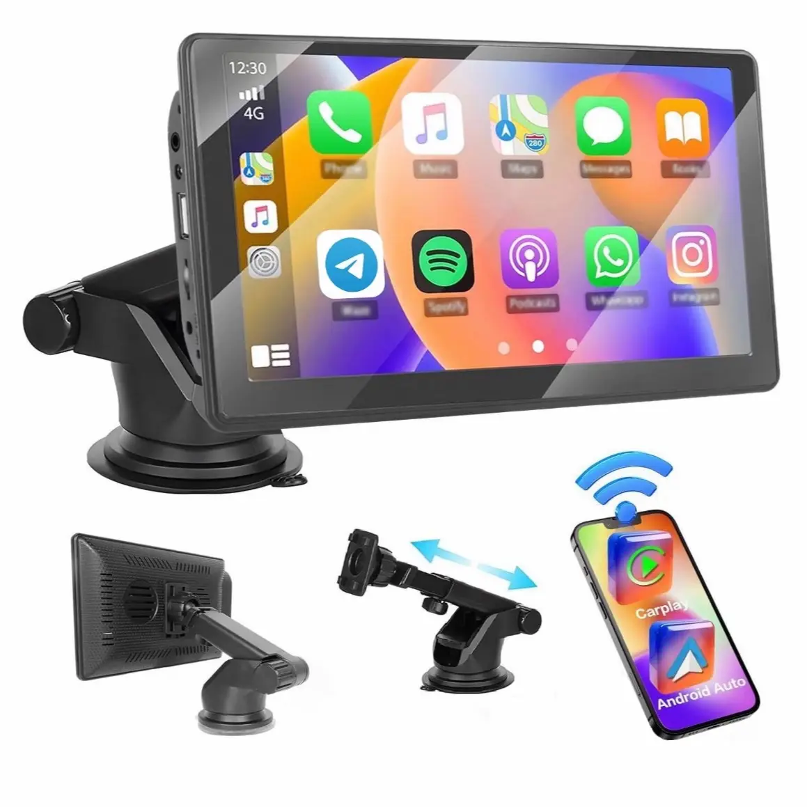 7" Portable Wireless Car Stereo for Apple & Carplay & Android Auto Screen, HD Touch Screen Android Auto for Cars, Car Screen Carplay, Car Radio Receiver with BT, FM, AUX, Back to School Supplies carradio player touchscreen auxiliary input clio 3 audio pla