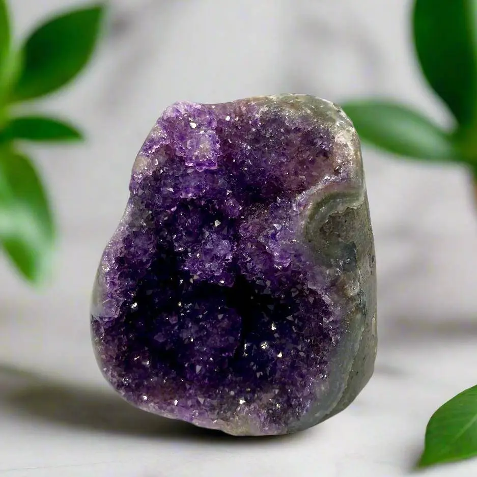 Purple Amethyst Geode from Uruguay - Small Amethyst Geode - High Quality Druzy Amethyst Crystal - Natural Amethyst Crystal Cluster - Meditation, Calmness, Spiritual Growth