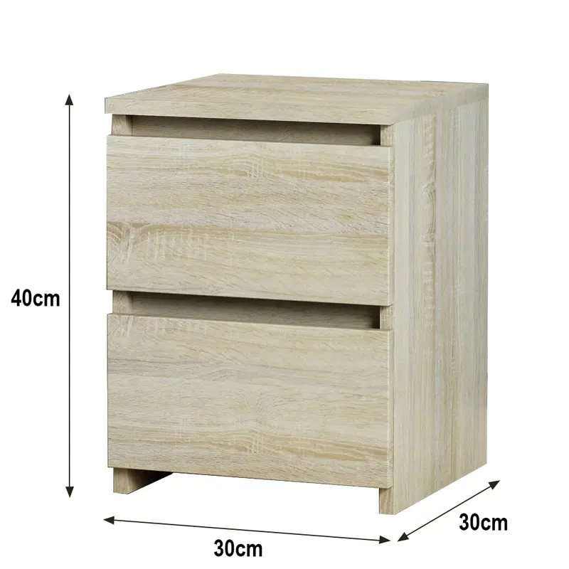 Sundaze Chest of 2 Drawers Bedside Table Bedroom Furniture 30x30x40cm Slide  Drawer 3