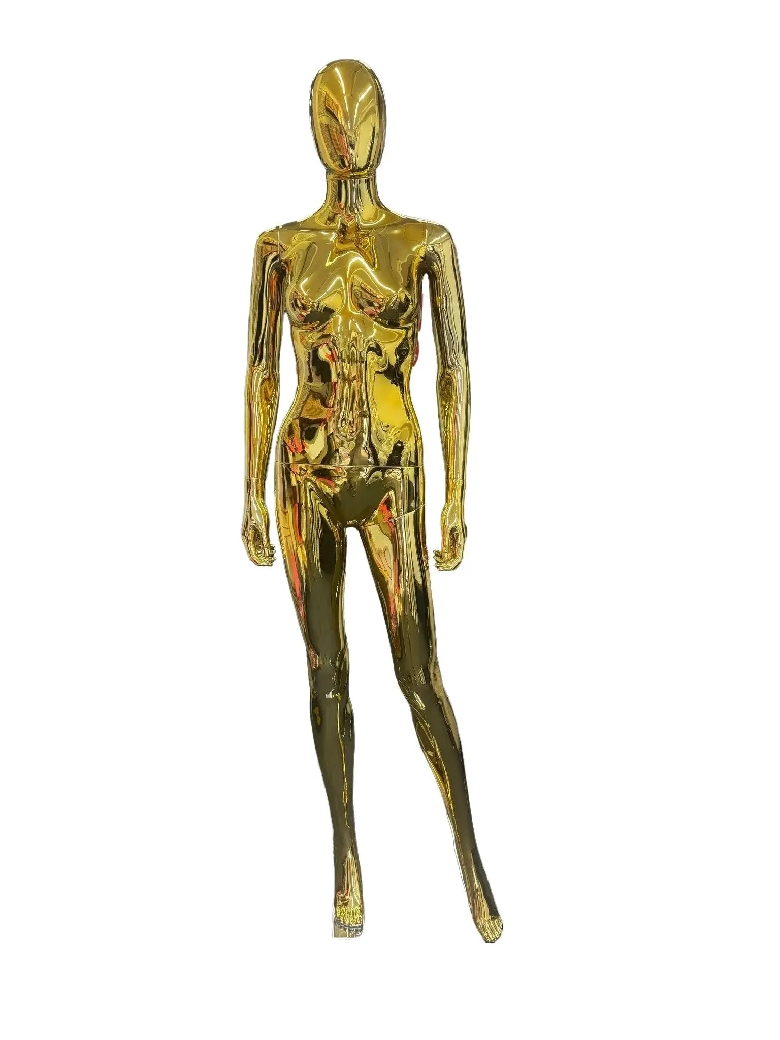 Female Plastic Gold Mannequin with Metal Base, 176cm Tall - UK Stock