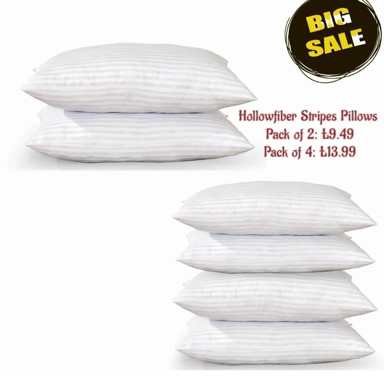 Shopylistic Hotel Quality Stripes Pillows Hollowfiber Filled Bounce Back Pillows Pack of 2,4