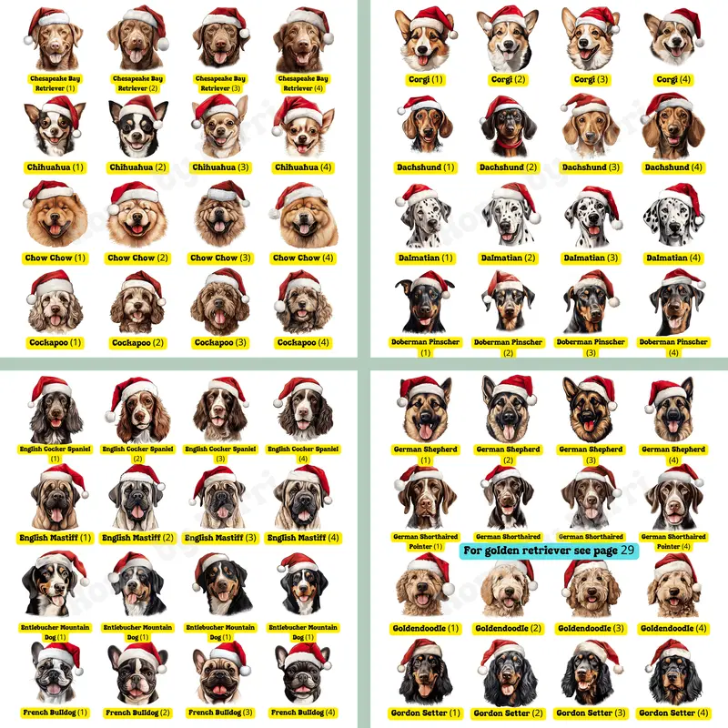 Christmas Santa Hat Dog Sacks/Stocking - Various Breeds 3