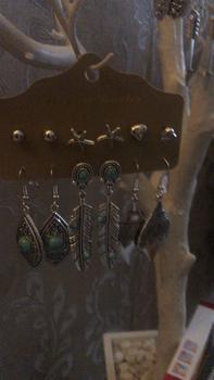 Product Review of Summer 2024 Boho Hollow Out Feather Turquoise Textured Shell Design Dangle Earrings, Heart Rhinestones Faux Pearl Stud Earrings, Vintage Summer Unique Piercing Jewelry from t**3 1