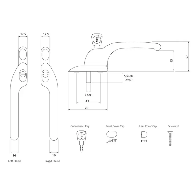 UPVC Window Handle with Key Locking for Double Glazing Espag, Right Hand 8