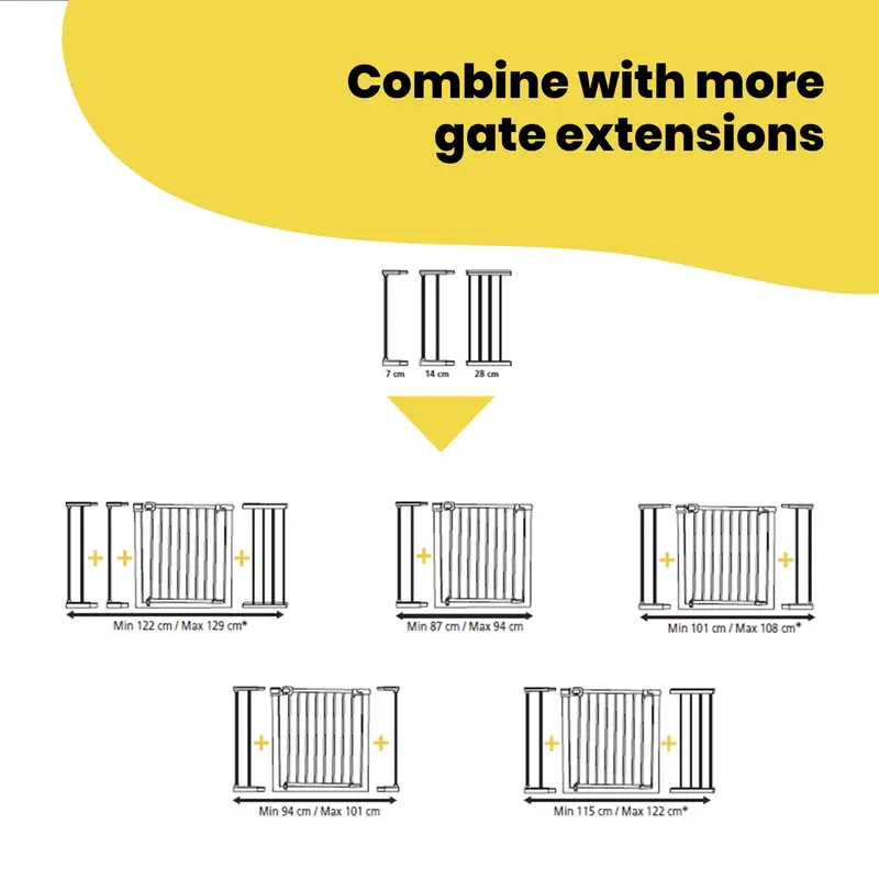 Safety 1st 14 cm Gate Extension, Compatible with Safety 1st SecureTech Metal, Easy Close Metal, Auto Close and Flat Step Stair Gates, extension for baby gate, White, 14 cm 4