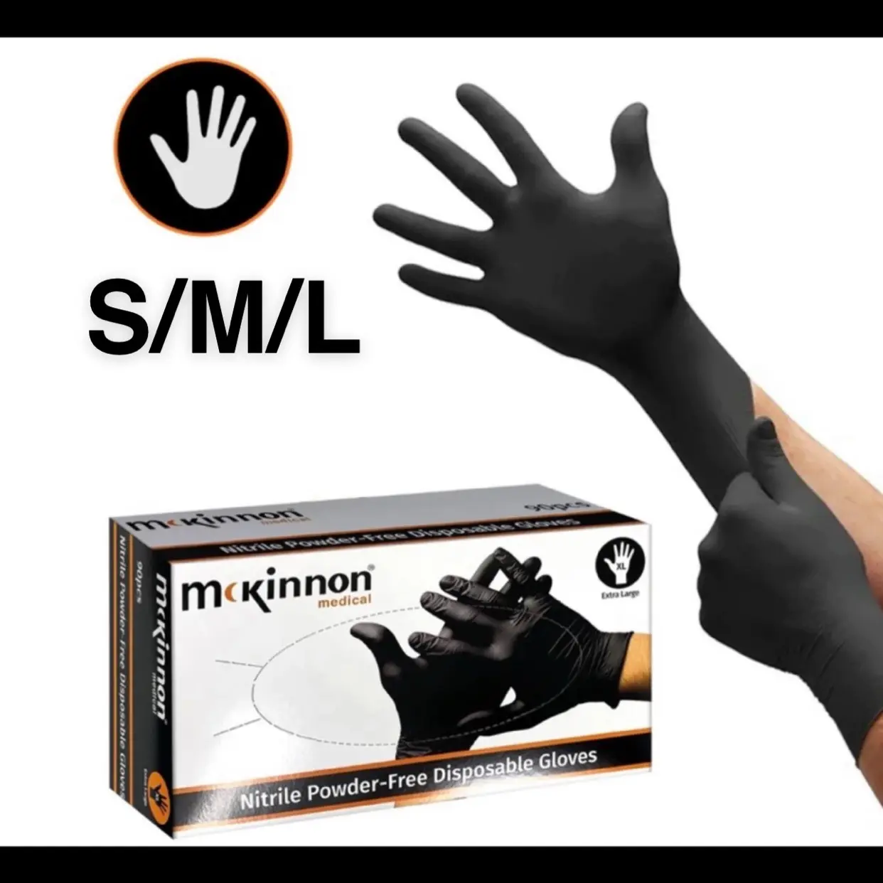 500 x Black Nitrile Disposable Gloves (500pcs - 5 boxes) | Latex Free | Powder Free