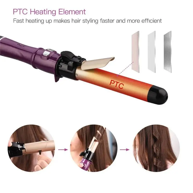 [48H Delivery] Automatic Rotating Hair Curler -28mm Curling Tongs -360° Rotating Curling Iron & Hair Curling Wand -Intelligent Reheat 100-220°C - Automatic Hair Curlers for Lasting Curls & Beach Waver -Comfort Spiral styling iron - Automatic Curling Iron 5