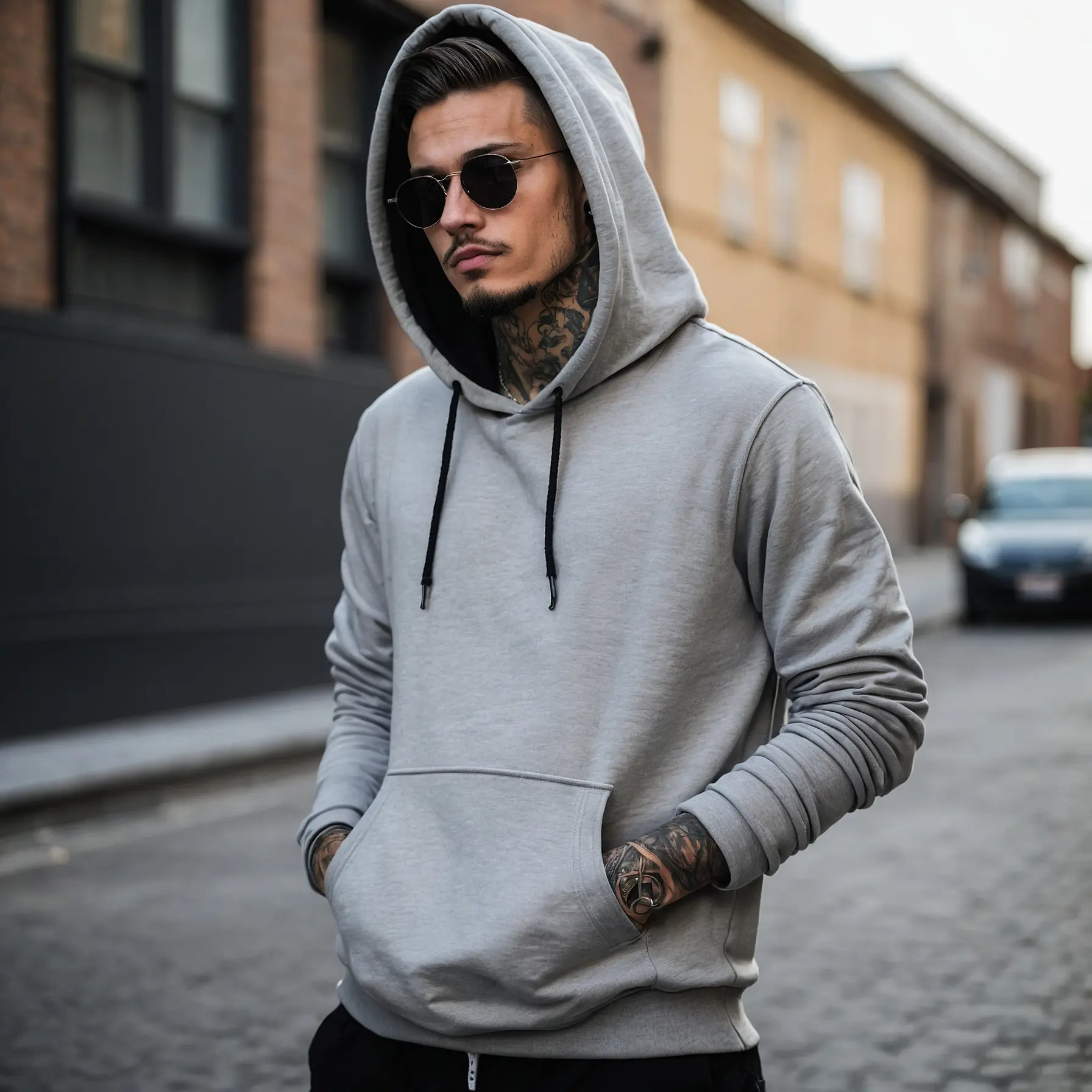 Mens Light Grey Pullover Hoodie - Hooded Sweatshirt for Men - Regular Fit - Menswear Top Soft Plain Long Sleeve Casual Basic Fleece Stylish
