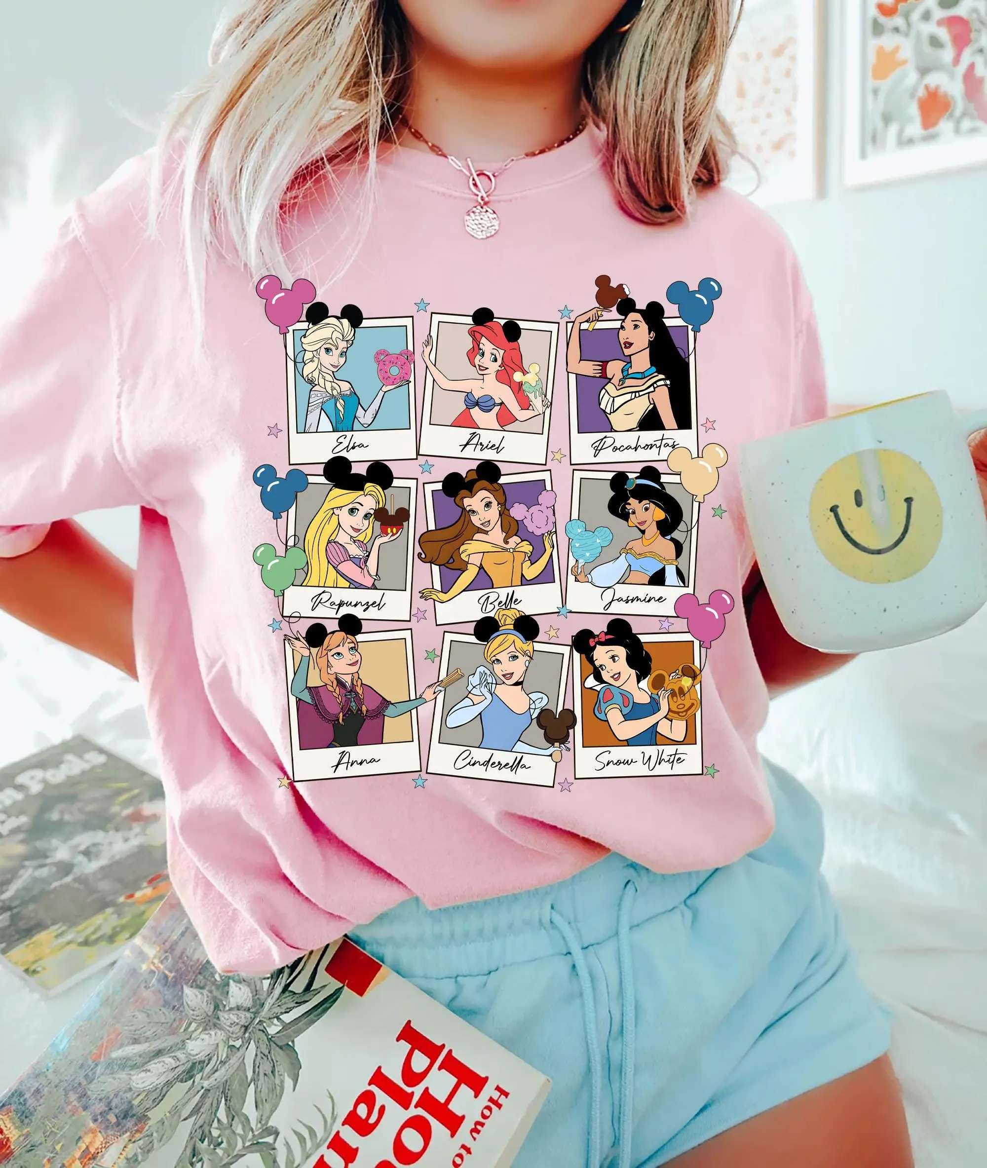 Dney Princess T-shirt Elsa, Ariel, Pocahontas, Belle, Jasmine Dney Princesses Shirt for Women and Girls Gift for Dney Princess Lovers