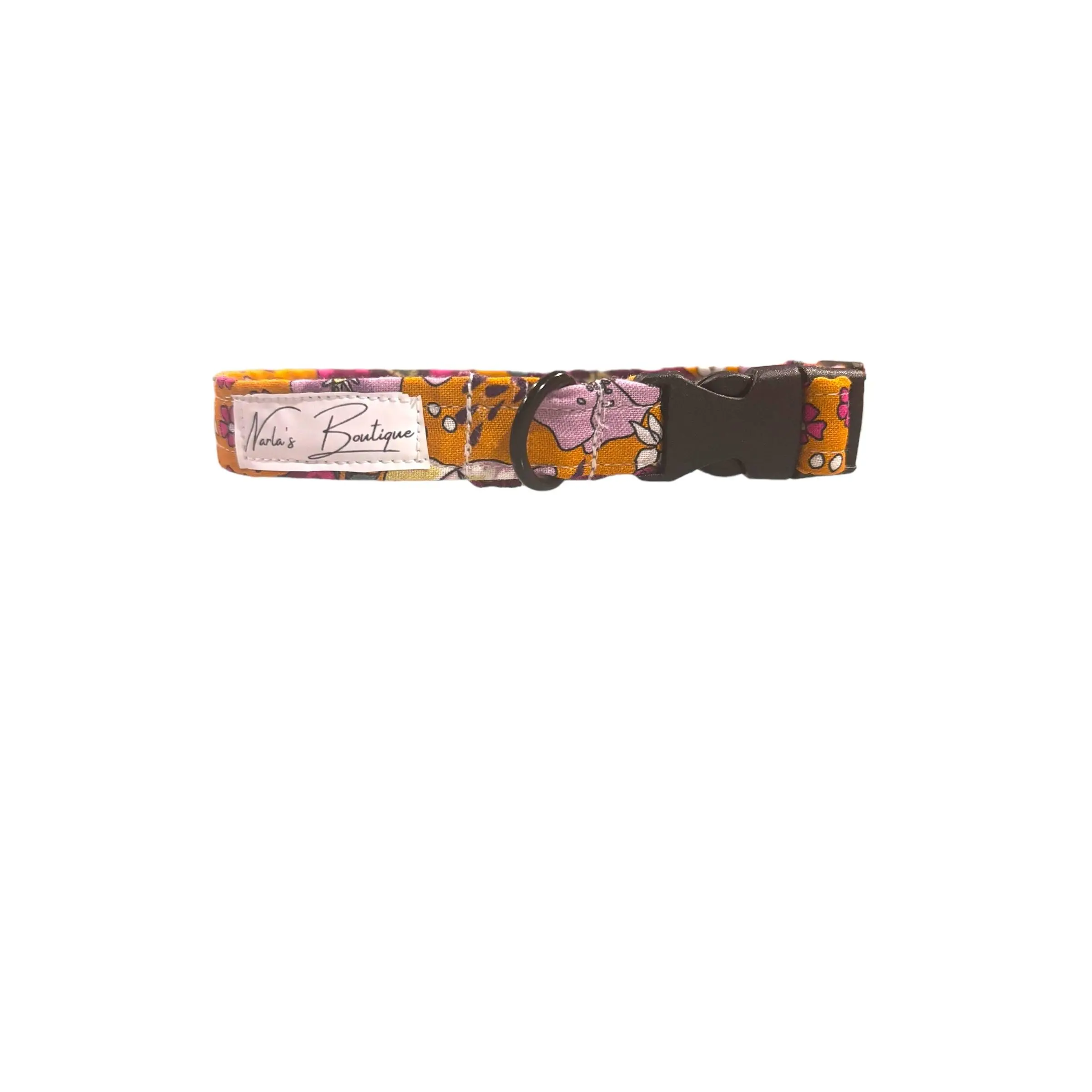 Mini Orange Floral Dog Collar