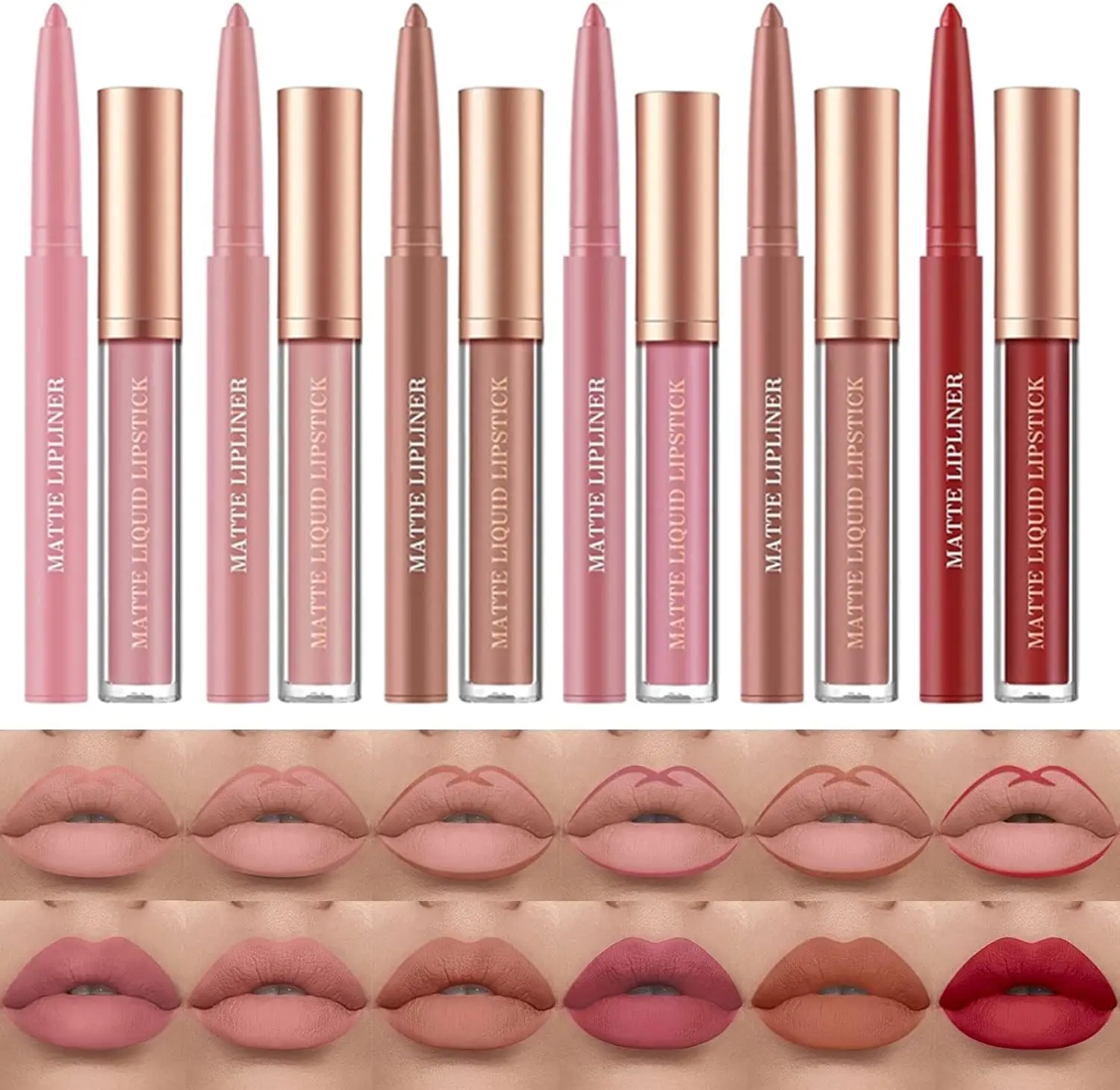 12 Pcs Liquid Lipstick Lipliner Set - Matte Finish, Waterproof & Long-Lasting - Cosmetic, Glossy Lipgloss Makeup lip pencil