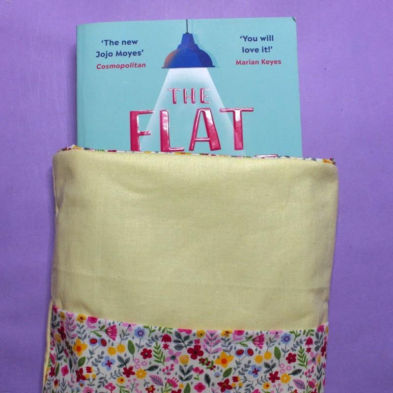 Spring Floral Book Sleeve with Yellow Contrast Fabric, Fully Lined and Padded for Protection. Pretty Wildflower Patterned Fabric on the Pocket for Storing Notebooks, Pens, etc. A Perfect Gift for any Book Lover. Kindle/Small Tablet Cover 2