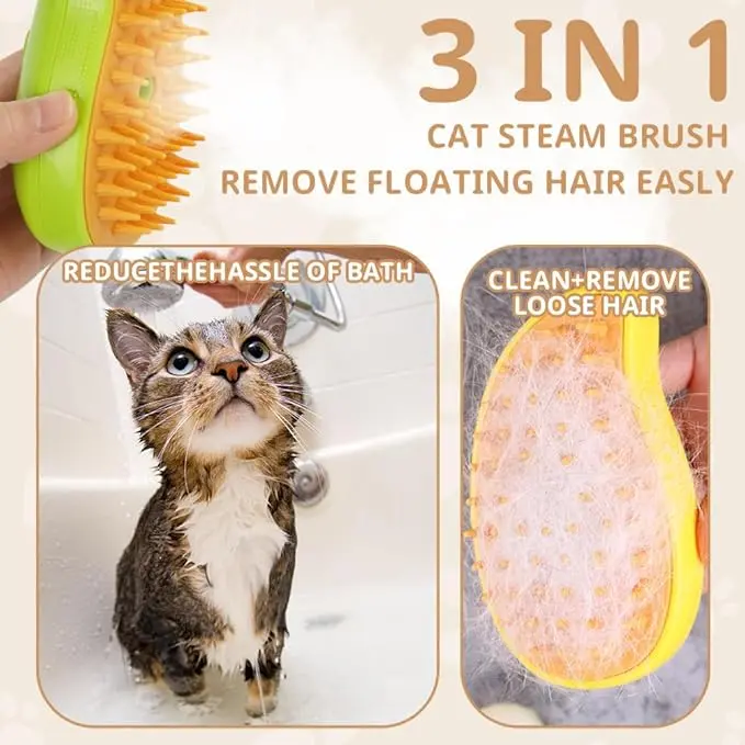 Cat Dog Steamy Brush Steam Brush Electric Sprayer for Massage Pet Grooming Tool Shedding 3 in 1 Electric Sprays Massage Combs
