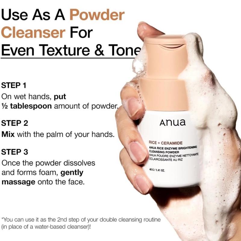 ANUA RICE ENZYME BRIGHTENING CLEANSING POWDER, Rice Mask, Ceramide, Gentle Face Wash for Brightening, Radiant Skin, Facial Cleanser for Dry Skin, Korean Skincare, Fragrance Free, 40g/1.41fl.oz. 3