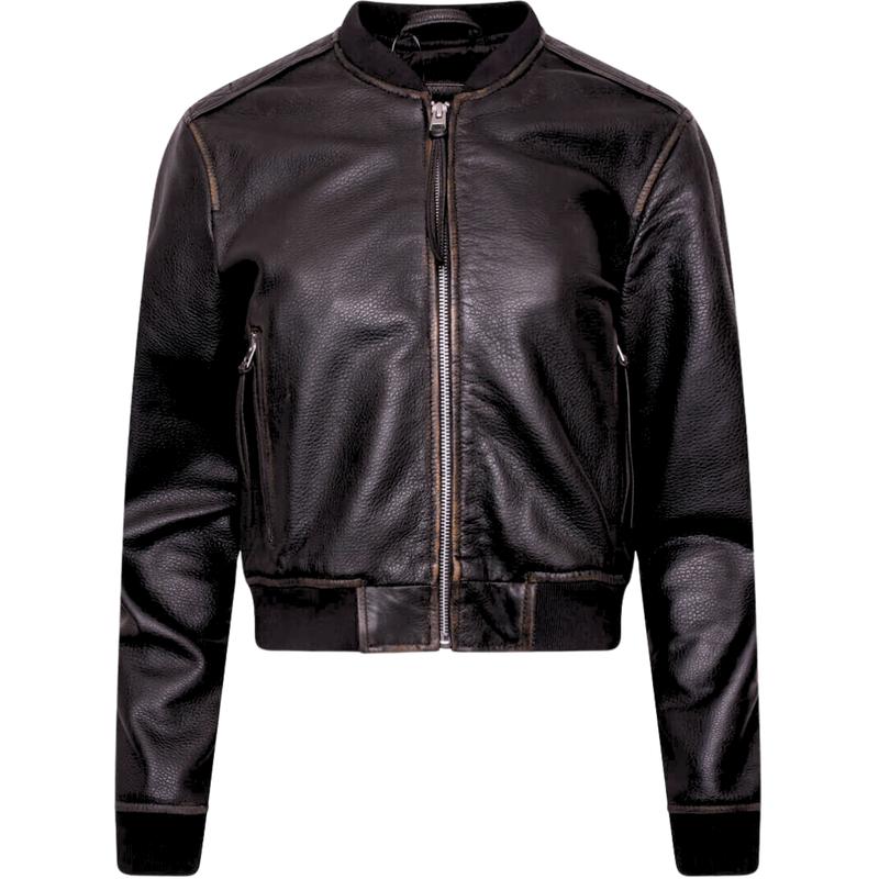 Barneys Originals Women's Washed Leather Bomber Jacket 0