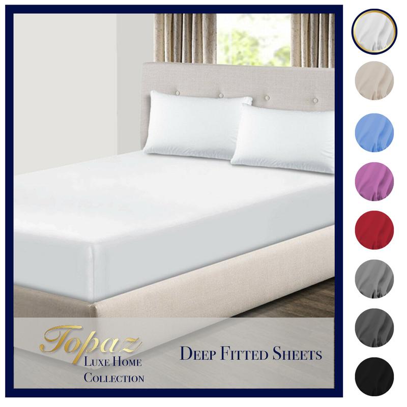 Extra Deep 30cm Fitted Sheet 100% Poly Cotton Single Double King Size Bed Sheets FULLY ELASTICATED 8