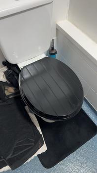 Product Review of Wooden Toilet Seat with Chrome Hinges - White/Black/Grey Groove Bathroom Oval from T** H**r 0