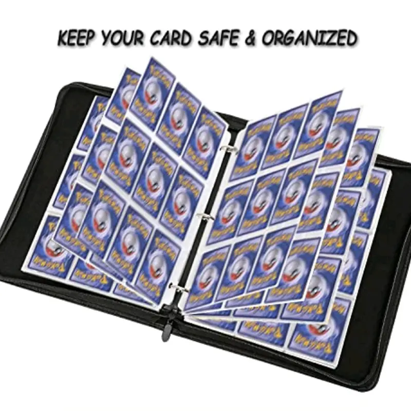 Pokemon Folder Portable Card Album with Zip (Faux Leather)- 50 Pages For 400 Cards Kids Cards Binder Holder Decor Gift Case Insert Photo 6