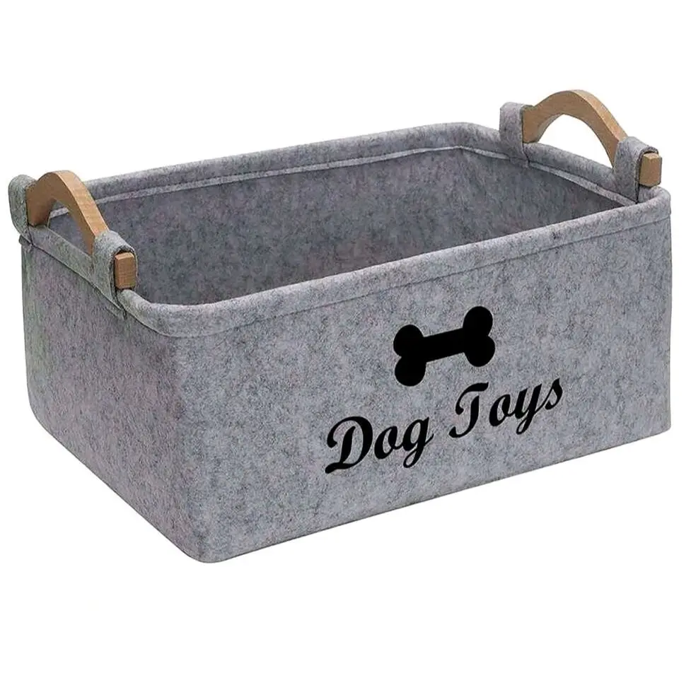 Felt Pet Toy Storage Basket - Ideal for Pet Item Organization - Dog Toy Box - Organiser Room