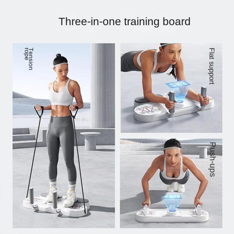 Digital Smart Push up Board, Plank Extension with resistance bands, 5 in 1 chest building fitness gear for home and outdoor exercise, Plank Training Board Anti Skid Portable Sturdy Push Up Bar Chest Core Training 6