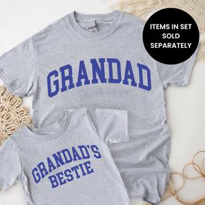 Grandad & Grandad's Bestie College Matching Grey/Blue T-shirts (ITEMS SOLD SEPARATELY)