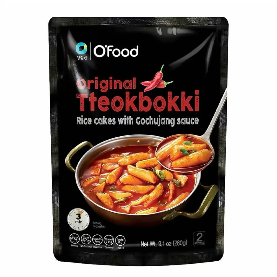 O'Food Original Tteokbokki Rice Cakes with Gochujang Sauce 260g