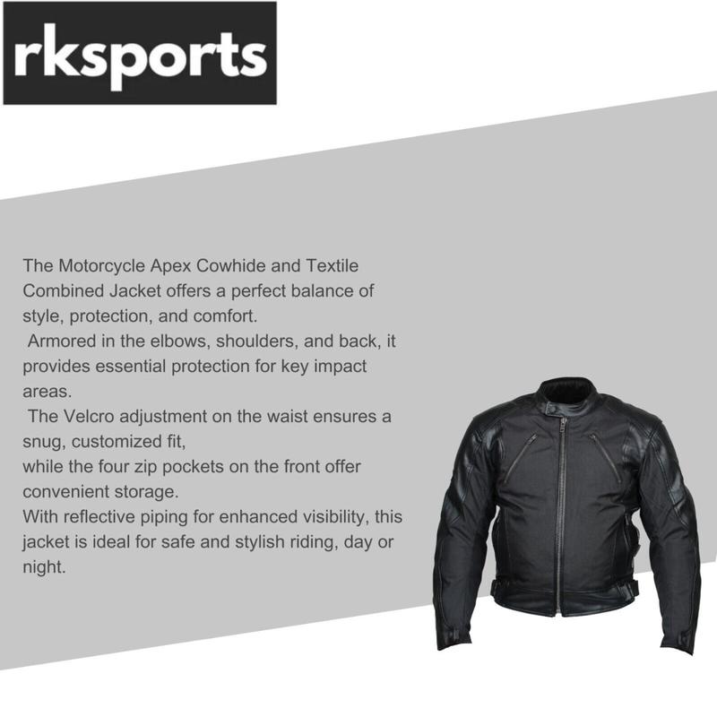 Rksports Atom Motorcycle Motorbike Leather Textile Waterproof Mens Jacket CE 1