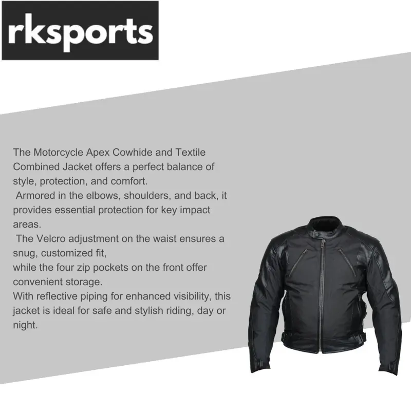 Rksports Atom Motorcycle Motorbike Leather Textile Waterproof Mens Jacket CE 1