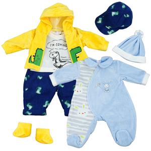 BiBi Outfits - Set of Two Doll Clothes (Blue & Dino) (50 cm / 20") Boys Doll Clothes with Hats Socks