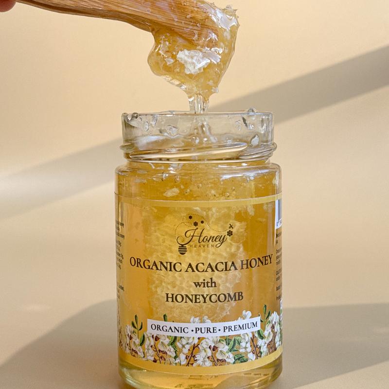 Organic Raw Acacia Honey with Honeycomb 500g Flavor Sweet 3