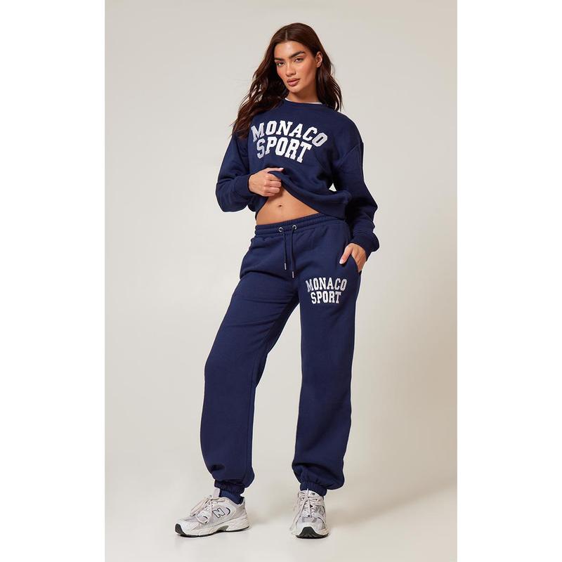 Navy Monaco Sports Embroidered Cuffed Joggers 0