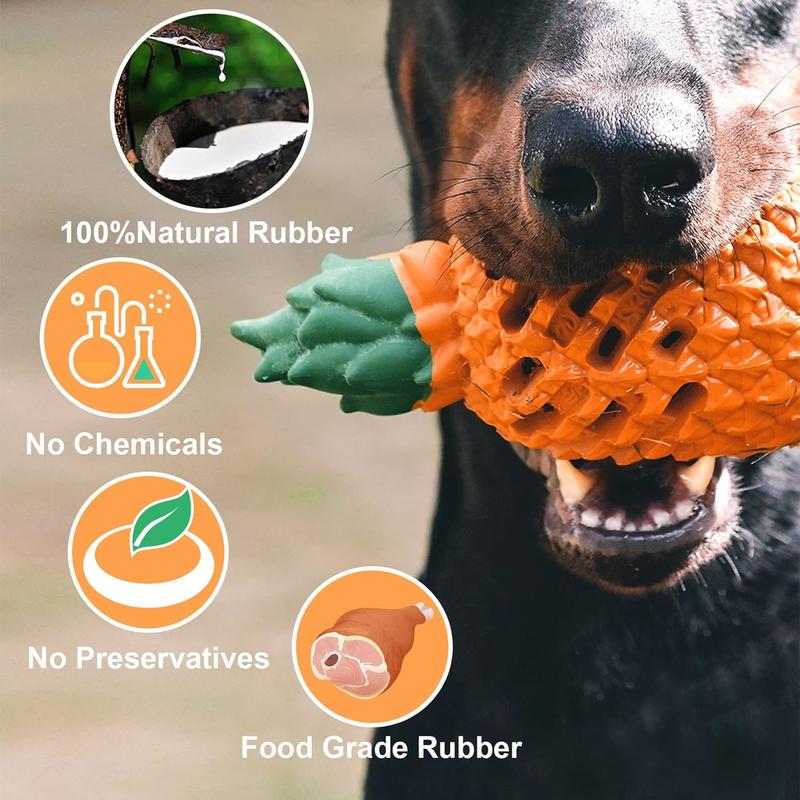 Pawtec Pineapple Dog Chew Toy - Indestructible Dog Chew Toys, Interactive Dog Toys for Boredom, Natural Rubber Tough Dog Toys, Dog Teething Toys 5