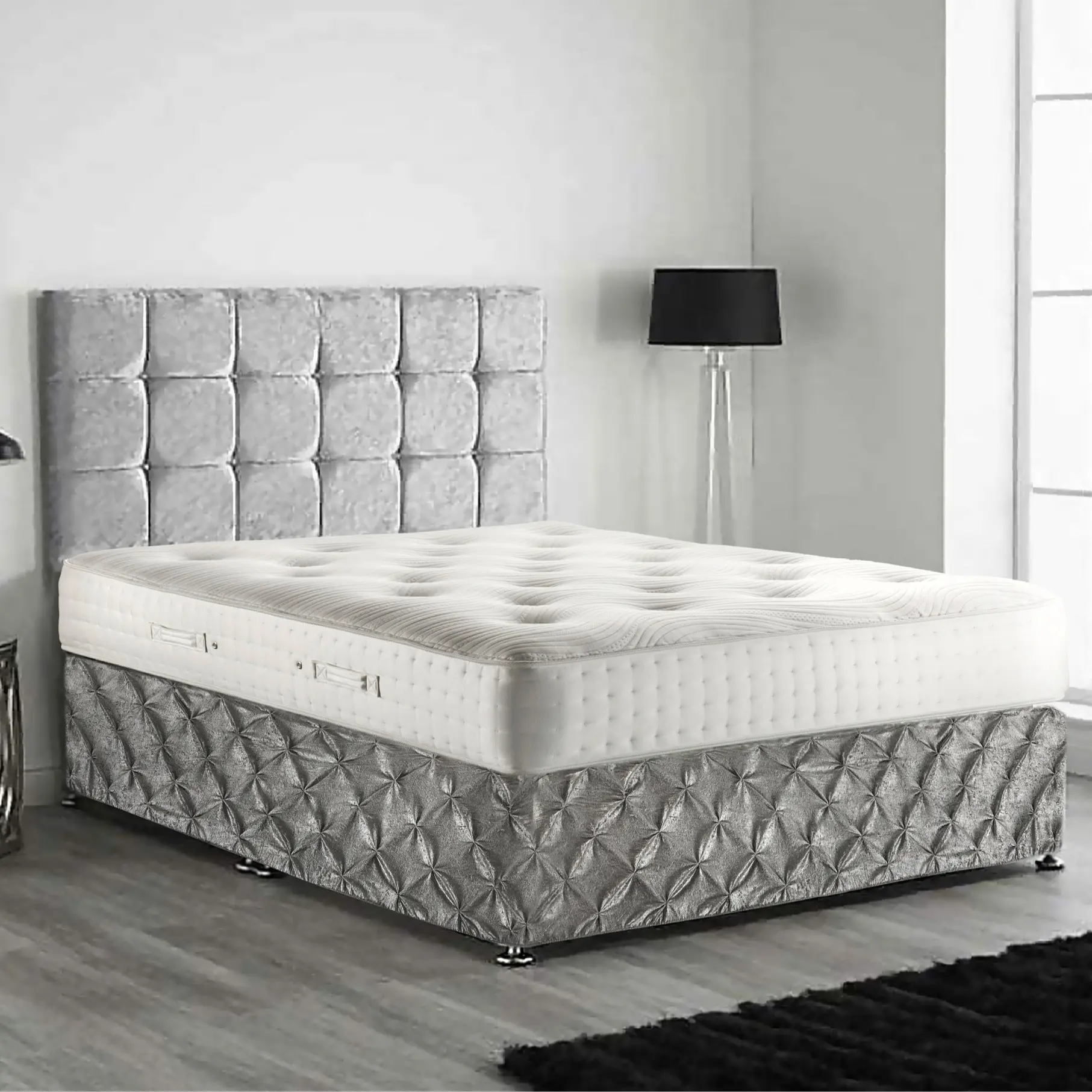 Pintuck Valance Sheet Velvet Divan Bed Base Wrap Cover Single Double King Super King Size