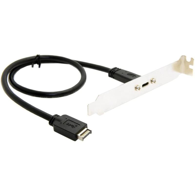USB 3.1 Type-C Female Panel Mount to USB Type E 20 Pin 10Gbps 0.5m 5