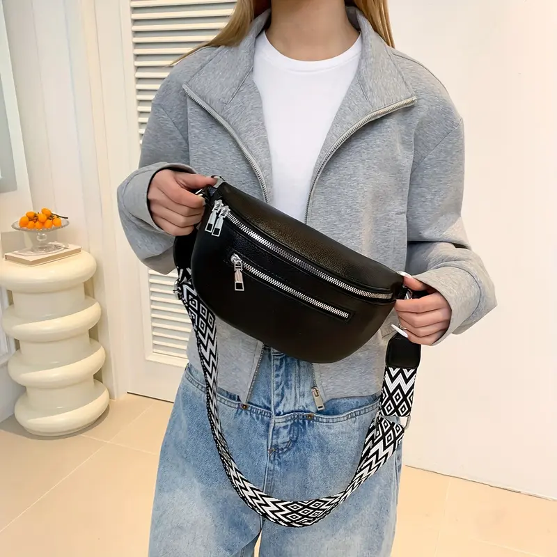 Bohemian Wide Shoulder Strap Crossbody Chest Bag 2