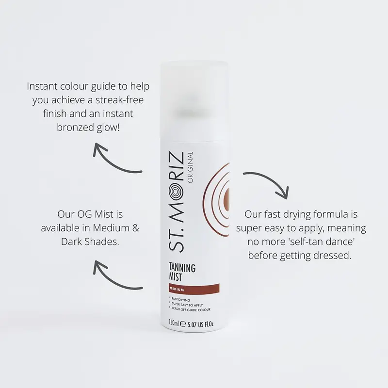 St Moriz Original Instant Tanning Mist in Medium - Fast Drying, Vegan & Cruelty-Free Fake Tan Mist with Instant Wash-Off Guide Color for a Golden Glow - Dermatologically Tested - 150ml Skincare 2