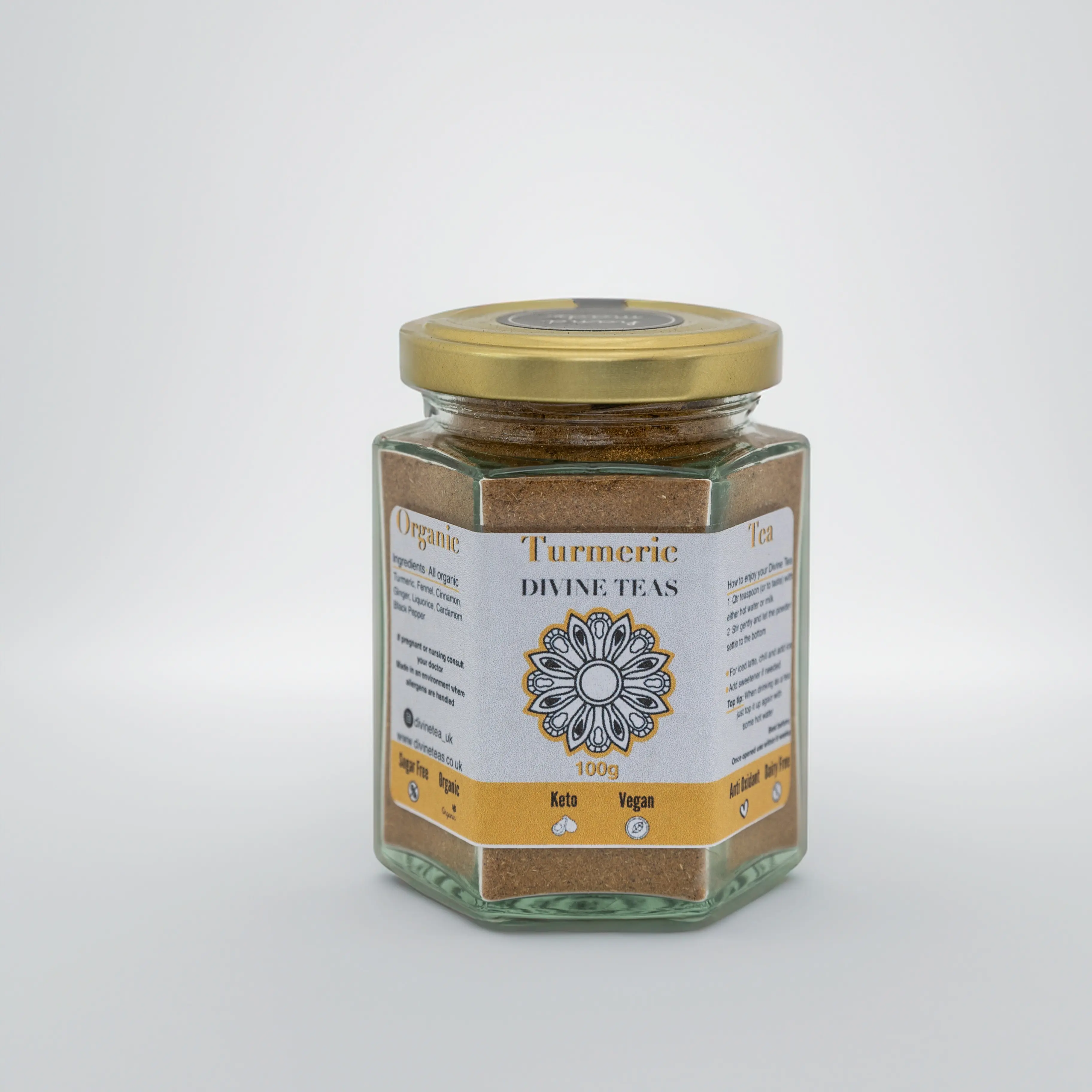 Divine Teas - Organic turmeric tea 75g jar