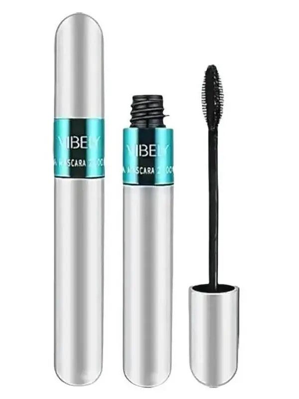 Vibely Waterproof Silk Fiber 4D Mascara 2 in 1 Brushes Long Lasting Makeup Cosmetic Smooth Eyelashes Plant