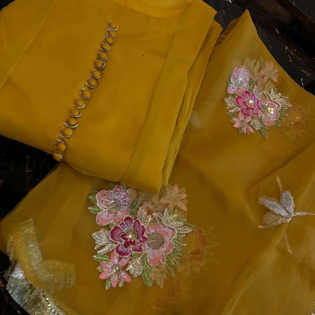 Asmira CHiffon Anarkali dress outfit with Embroidered statement dupatta  Dress  Womenswear Traditional Clothing Comfort Button Elegance Style Lady Simple