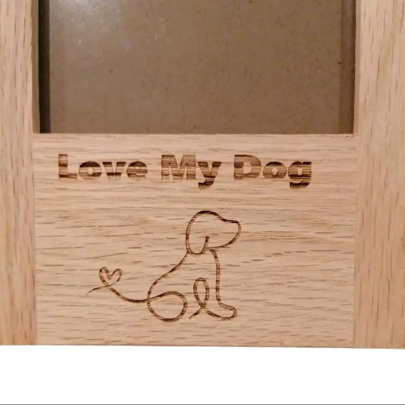'Love My Dog' Deluxe Solid Oak Photo Frame for 6x4" Photo (23.7x16.2x1.3) 1