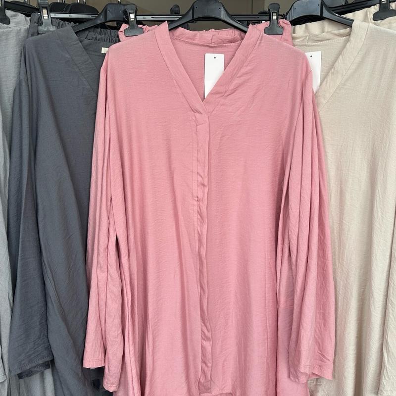 Linen Feel Comfortable Two-Piece Top and Trousers Set 6