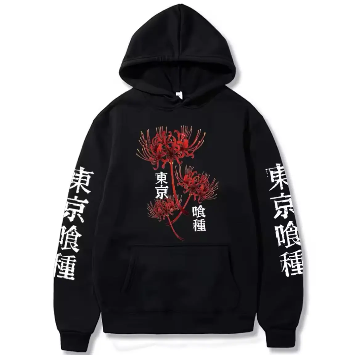 Tokyo Ghoul Kaneki red spider lily Hoodies Casual Hip Hop Streetwear Sweatshirts Hoody Men Long Sleeve Hoodie harajaku