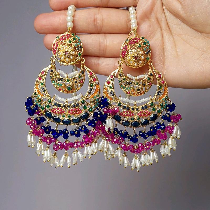 ELAN gold plated nauratan earrings female 2
