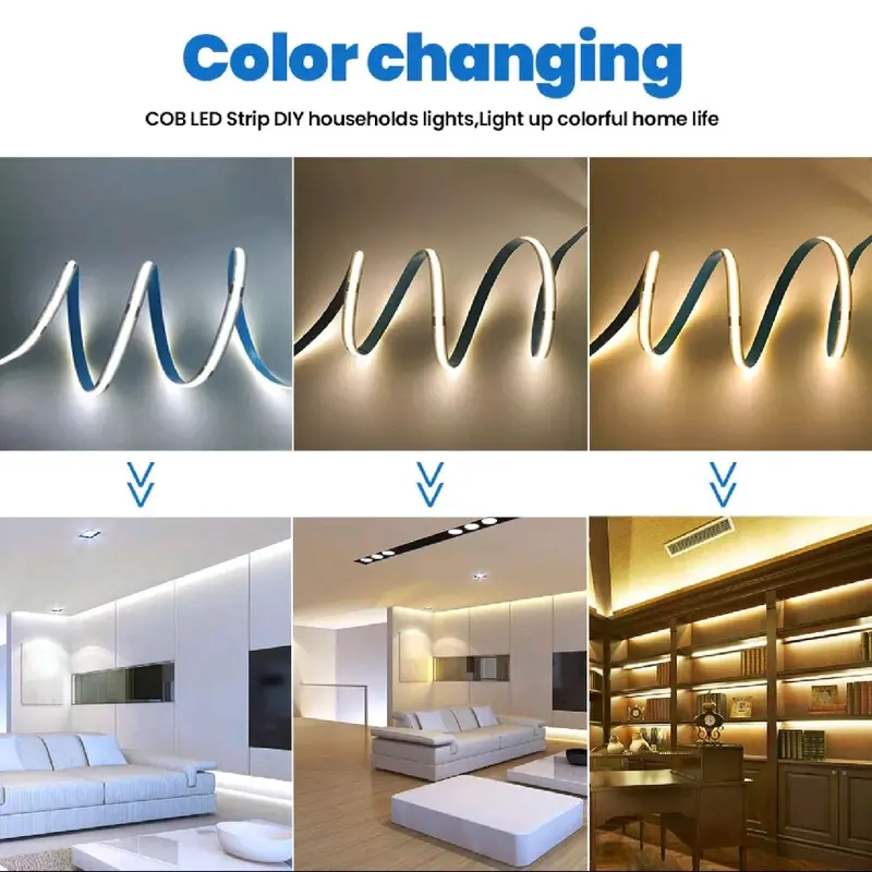 12V COB LED Strip Lights for Cabinet and Kitchen - High Density Flexible Tape Rope 1