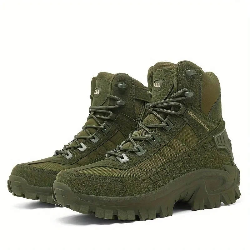 Men's Solid High Top Boots, Comfy Non Slip Lace Up Durable Shoes For Men's Outdoor Activities, Men's Footwear 6